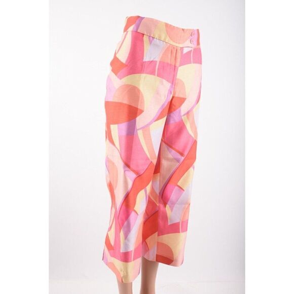 Vintage Jessica Ash Womans Capri Pants Size 10 Swirl Retro Geometric Pink NWT - Picture 2 of 7